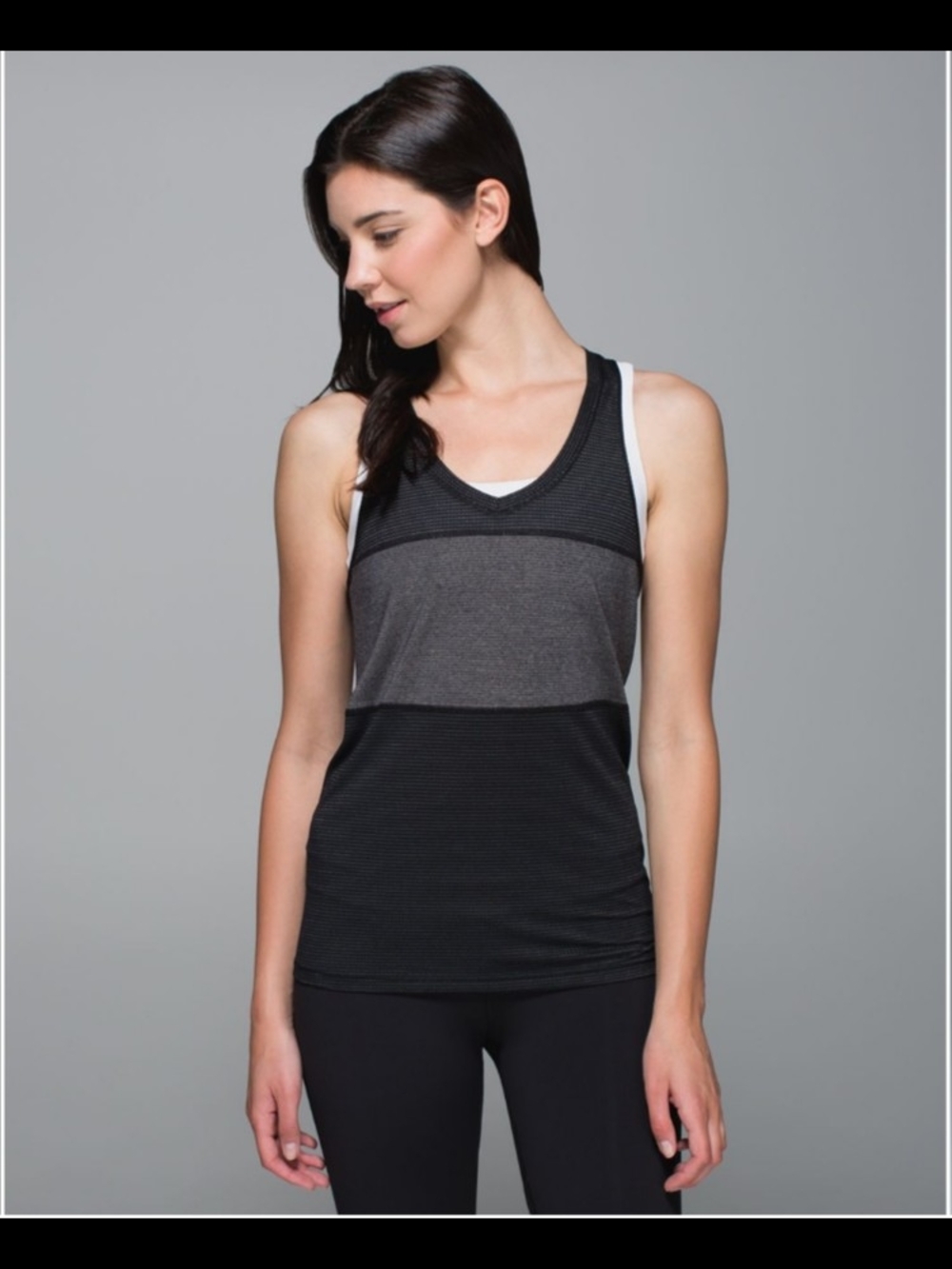 Lululemon Women's Pedal To The Metal Black & Charcoal Colorblock Racerback Tank